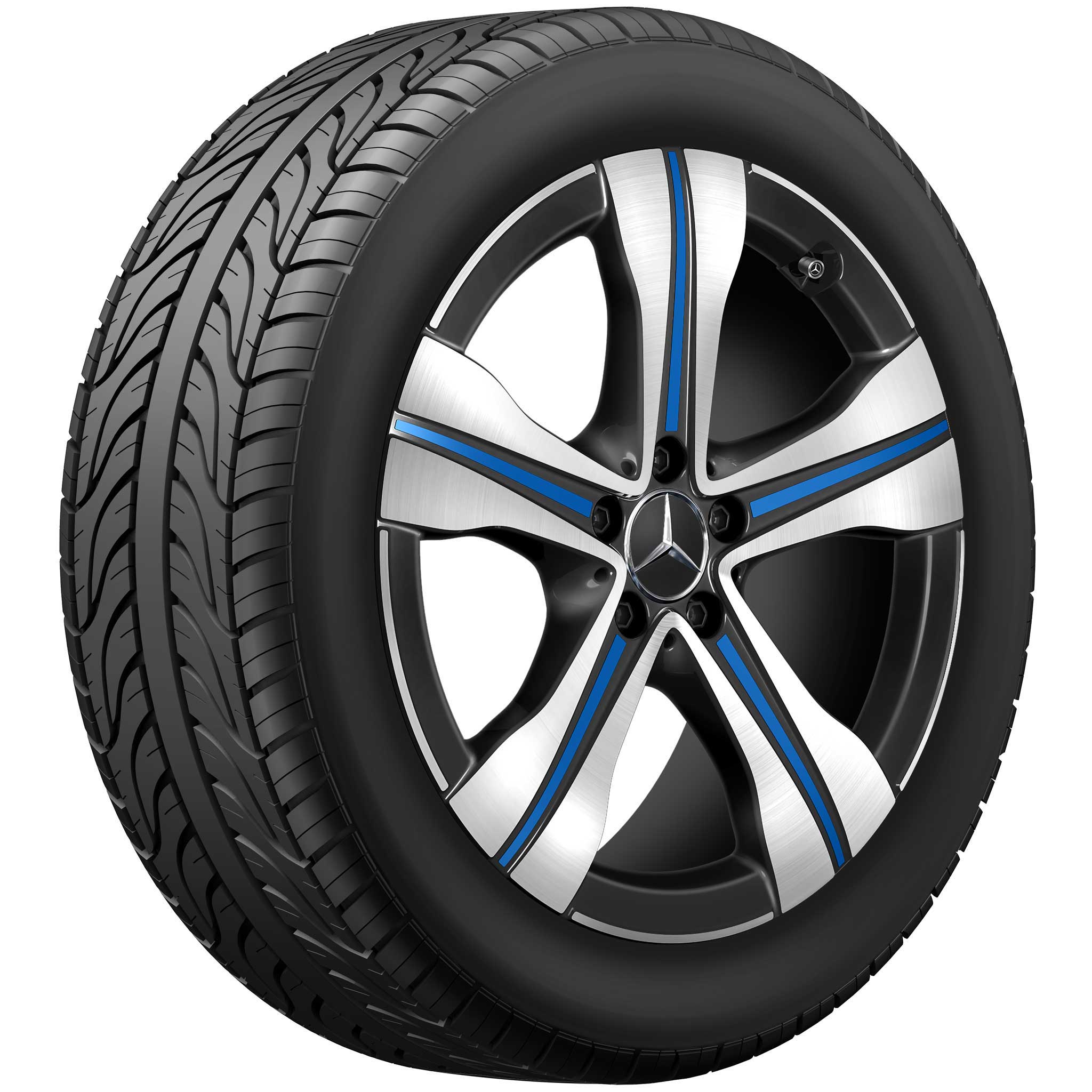 Mercedes 5 Spoke [243-19] Black and Blue Details with High Sheen Alloy Wheel Product Image #2
