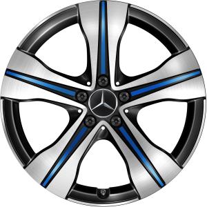 19" Mercedes 5 Spoke [243-19] Black and Blue Details with High Sheen alloy wheel