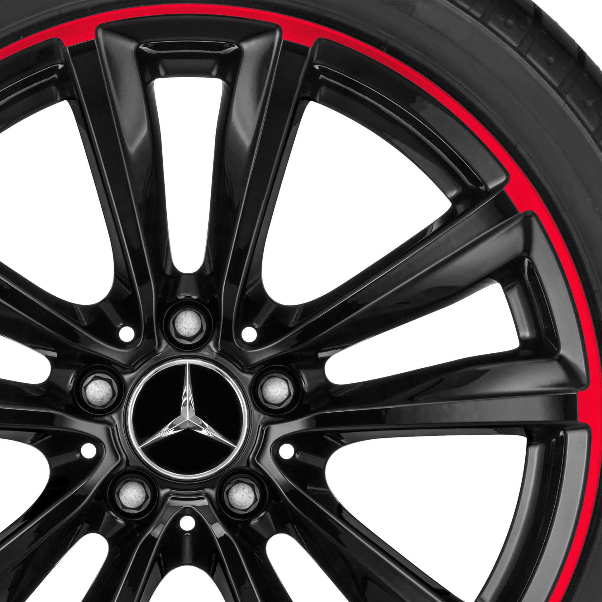 Mercedes 5 Twin Spoke [246-18] Gloss Black with Red Rim Edge Alloy Wheel Product Image #2