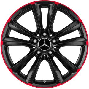 18" Mercedes 5 Twin Spoke [246-18] Gloss Black with Red Rim Edge alloy wheel
