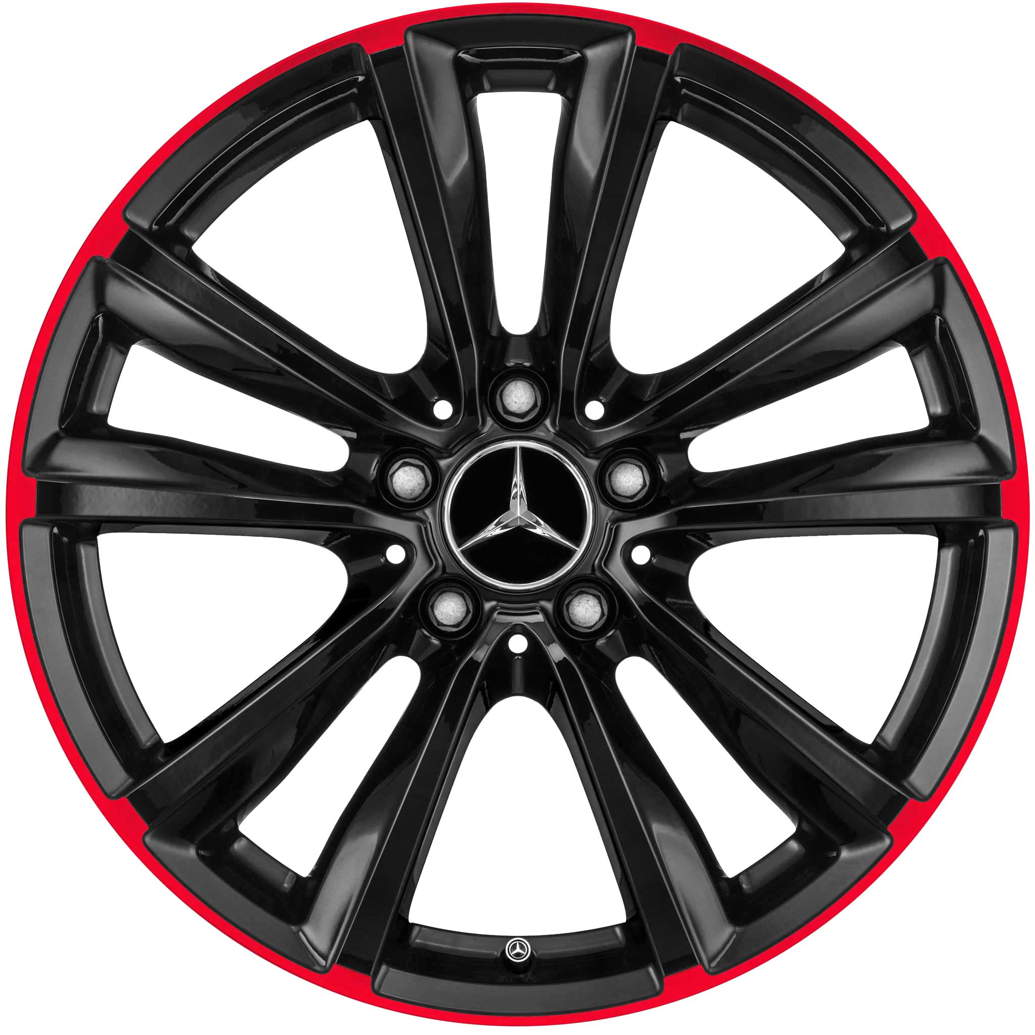 Mercedes 5 Twin Spoke [246-18] Gloss Black with Red Rim Edge Alloy Wheel Product Image #1
