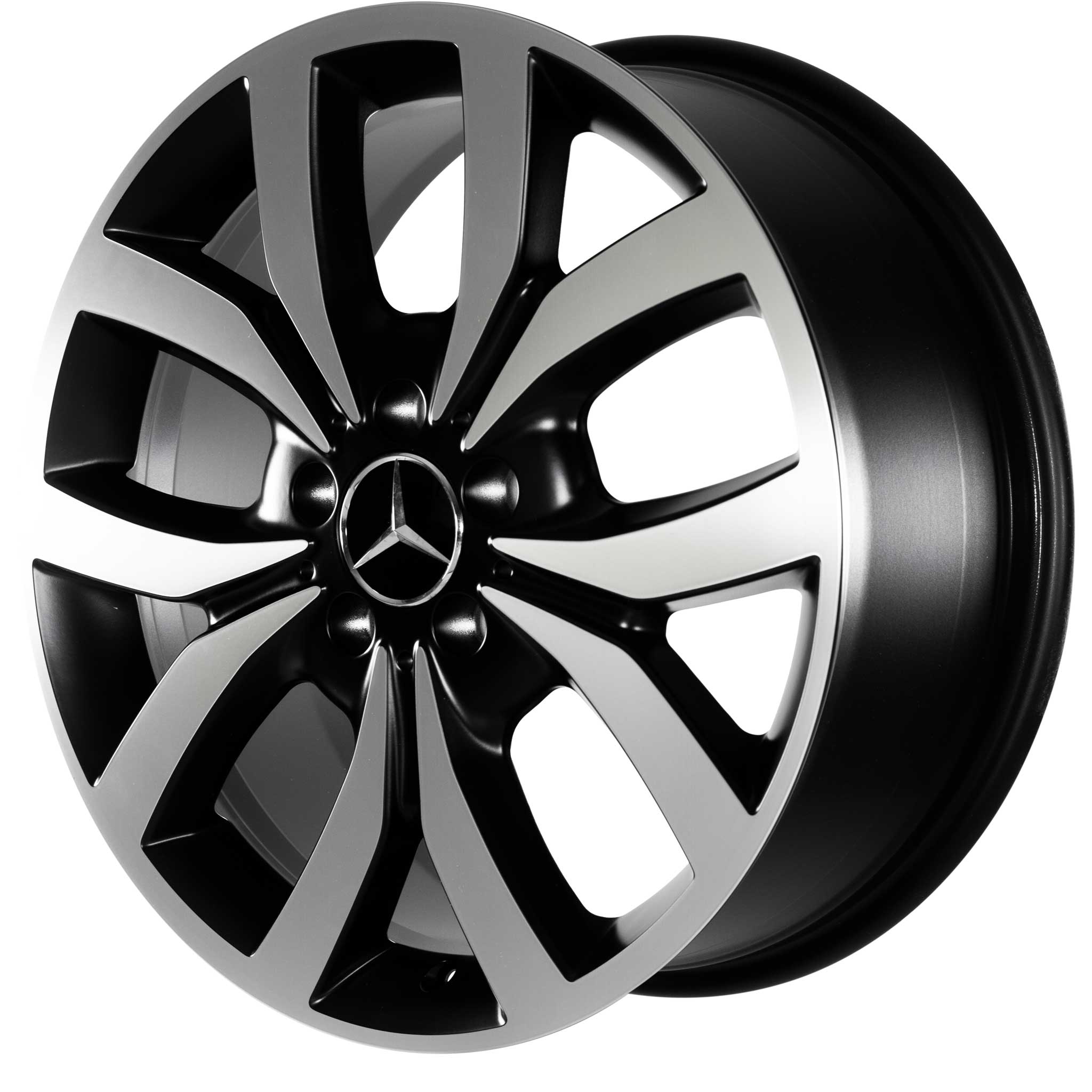 Mercedes 5 Twin Spoke [246-18] Matt Black with High Sheen Rim Edge Alloy Wheel Product Image #2