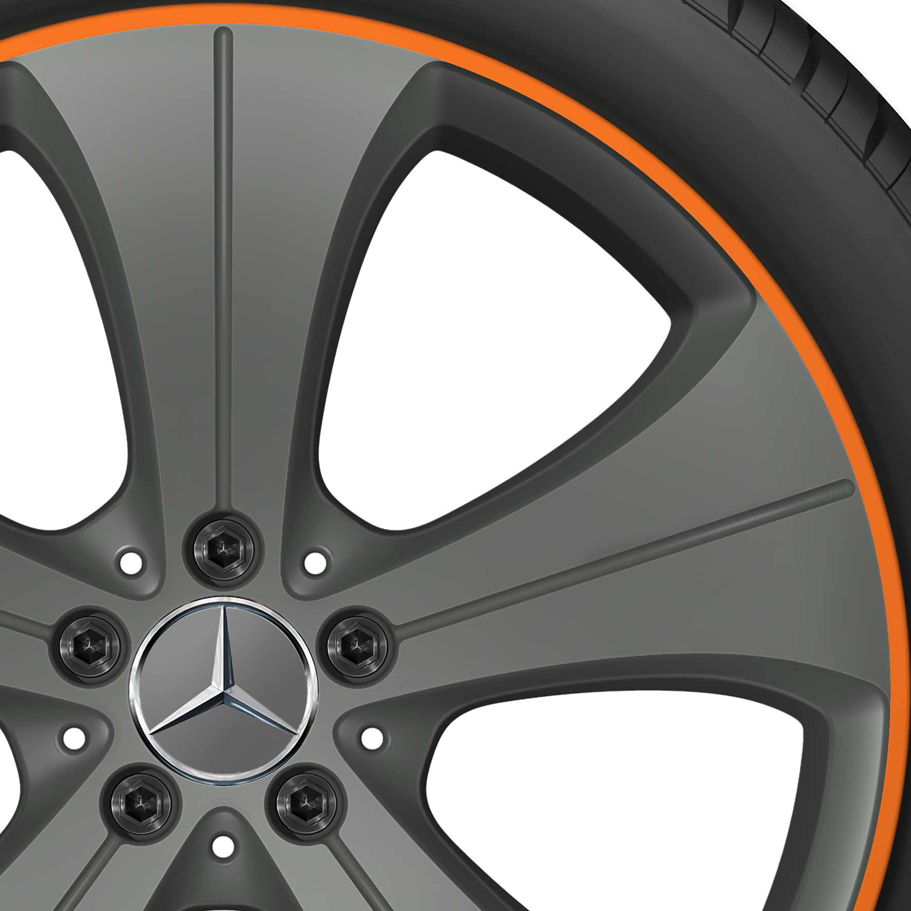 Mercedes 5 Hole [247-20] Tremolite Grey with Orange Rim Edge Alloy Wheel Product Image #2