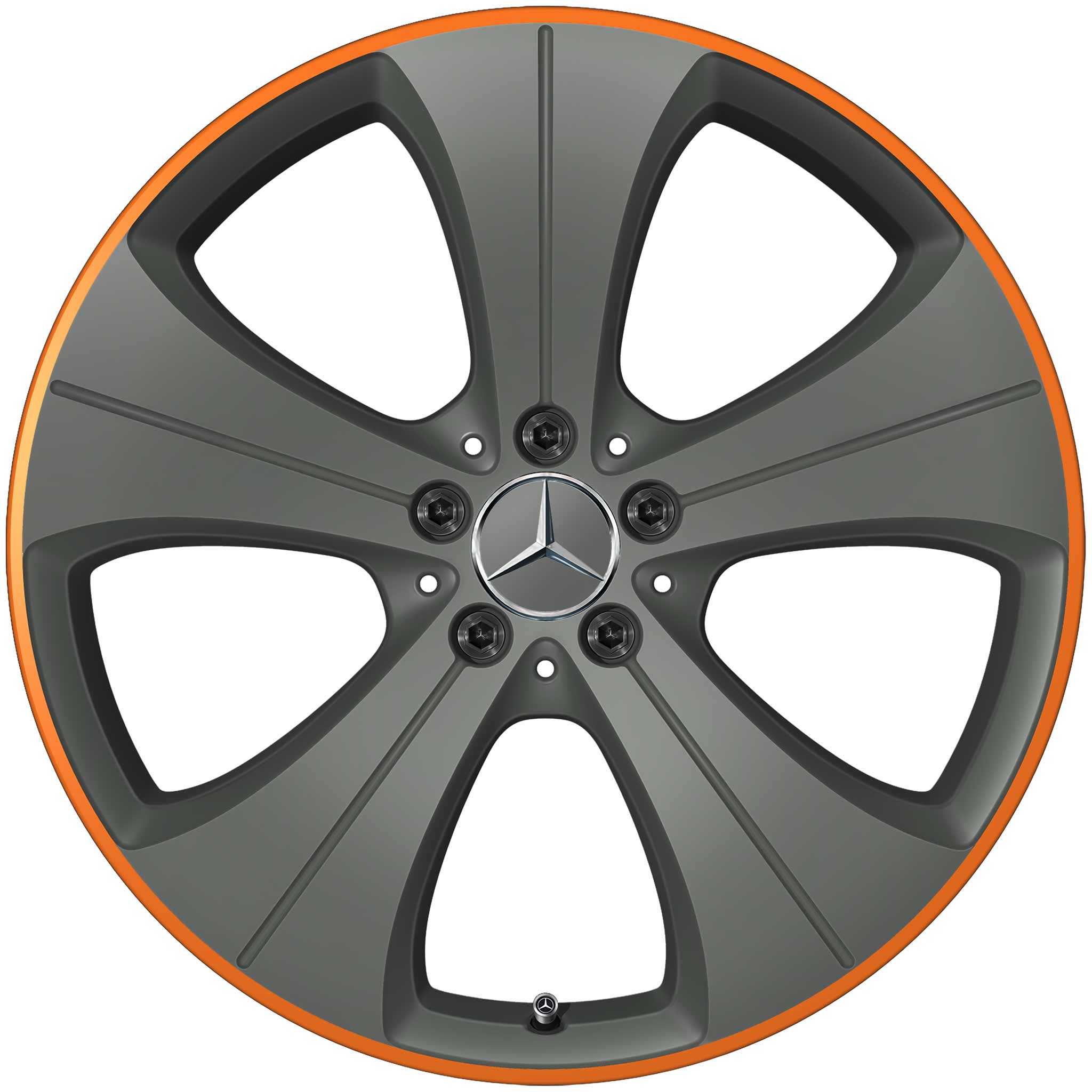 Mercedes 5 Hole [247-20] Tremolite Grey with Orange Rim Edge Alloy Wheel Product Image #1