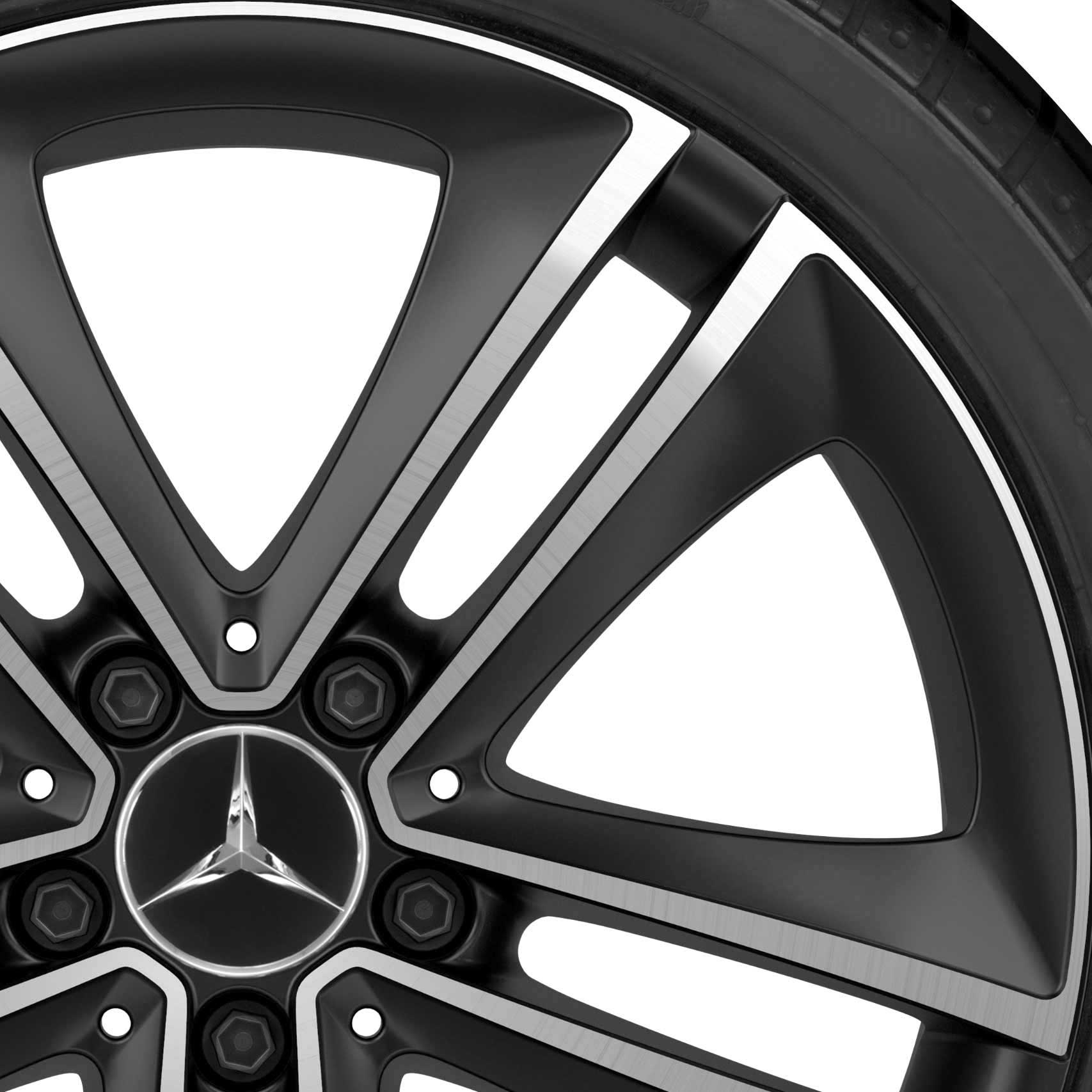 Mercedes 5 Twin Spoke [257-18] Matt Black with High Sheen Alloy Wheel Product Image #2