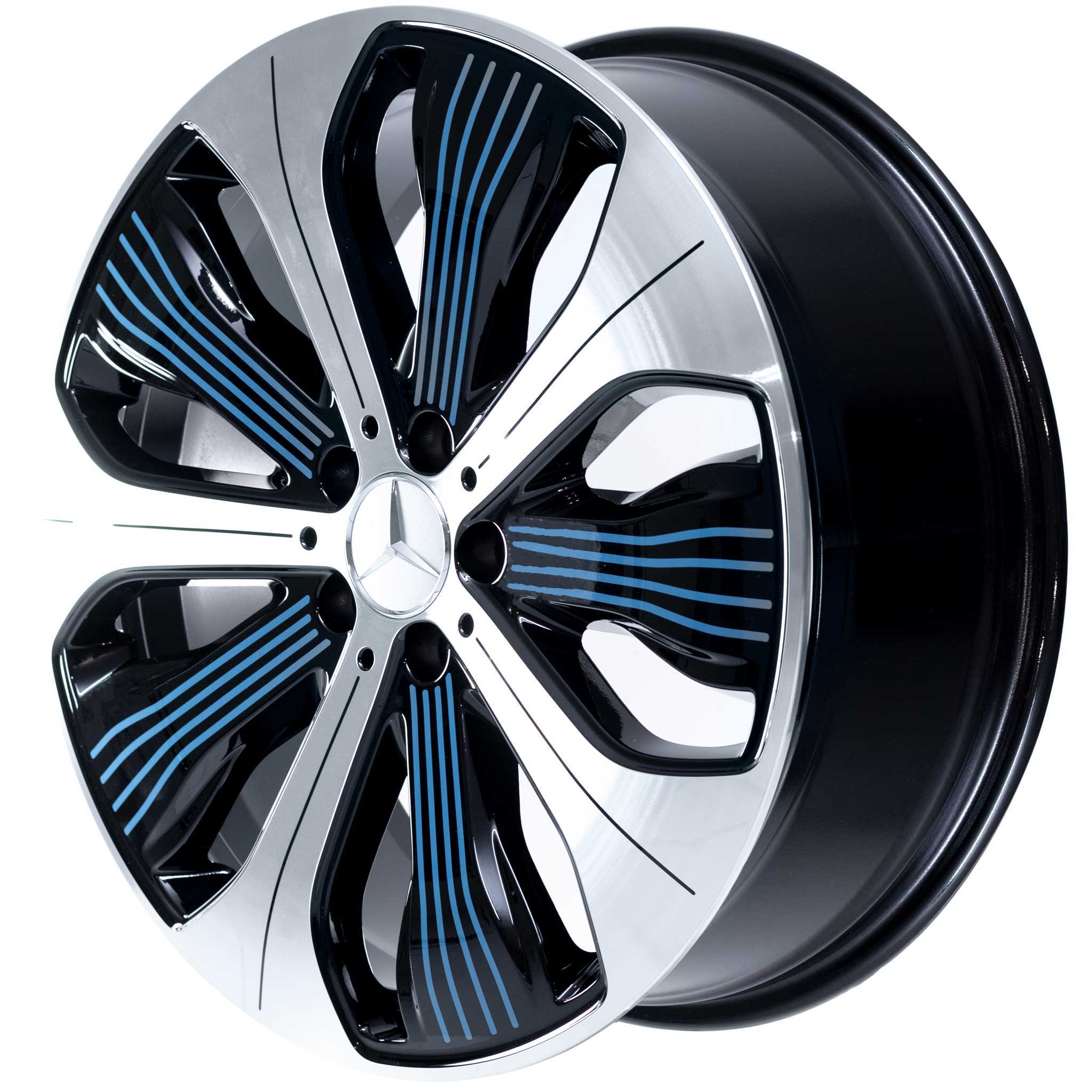 Mercedes 10 Spoke [293-20] Black and Blue Details with High Sheen Alloy Wheel Product Image #3