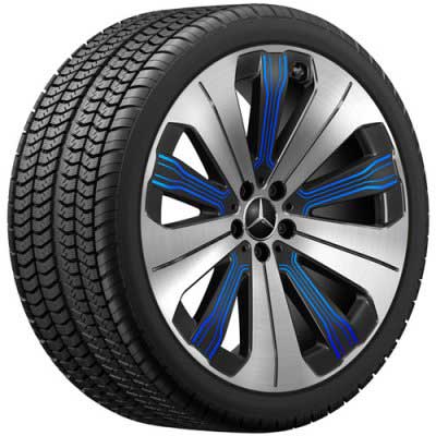Mercedes 5 Spoke [293-20] Black and Blue Details with High Sheen Alloy Wheel Product Image #2