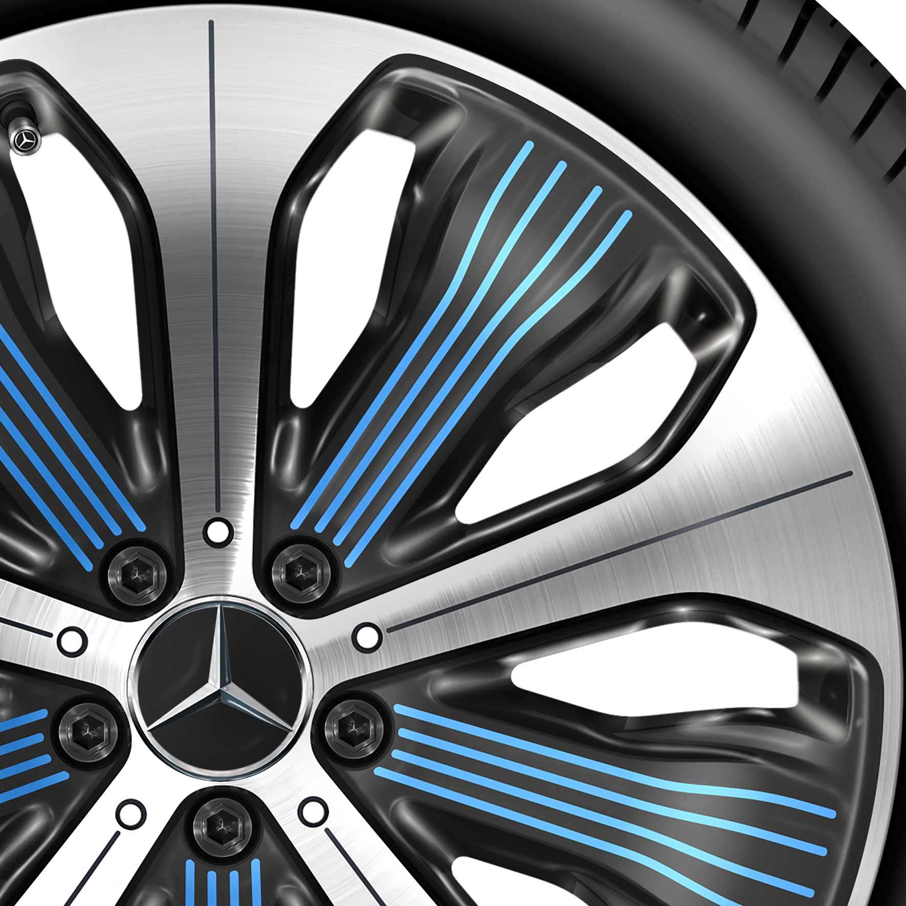 Mercedes 10 Spoke [293-20] Black and Blue Details with High Sheen Alloy Wheel Product Image #2