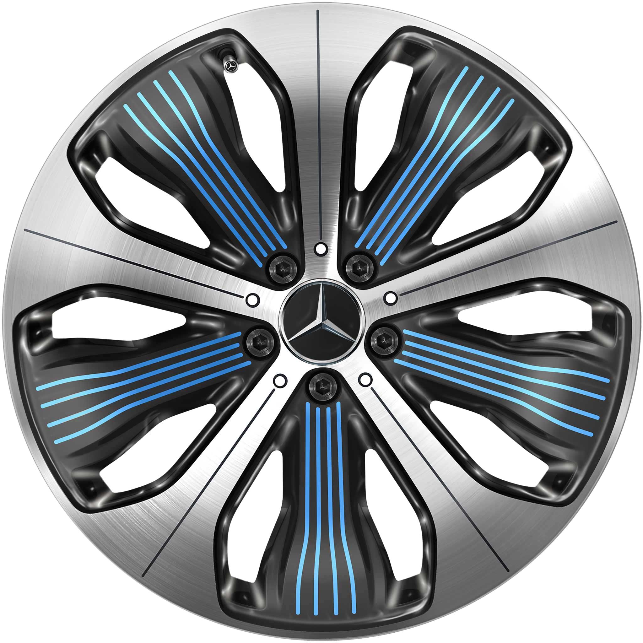 Mercedes 10 Spoke [293-20] Black and Blue Details with High Sheen Alloy Wheel Product Image #1