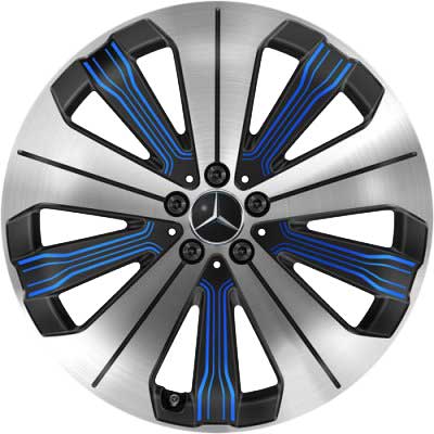 Mercedes 5 Spoke [293-20] Black and Blue Details with High Sheen Alloy Wheel Product Image #1