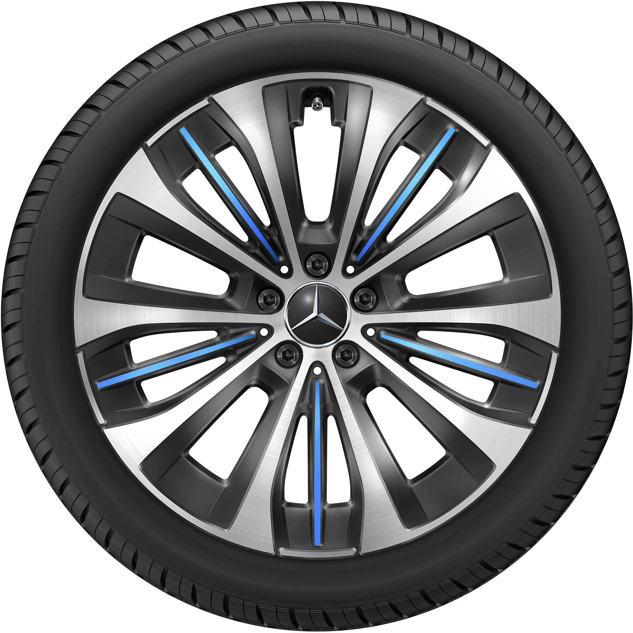 Mercedes 5 Triple Spoke [295-20] Black and Blue Details with High Sheen Alloy Wheel Product Image #2
