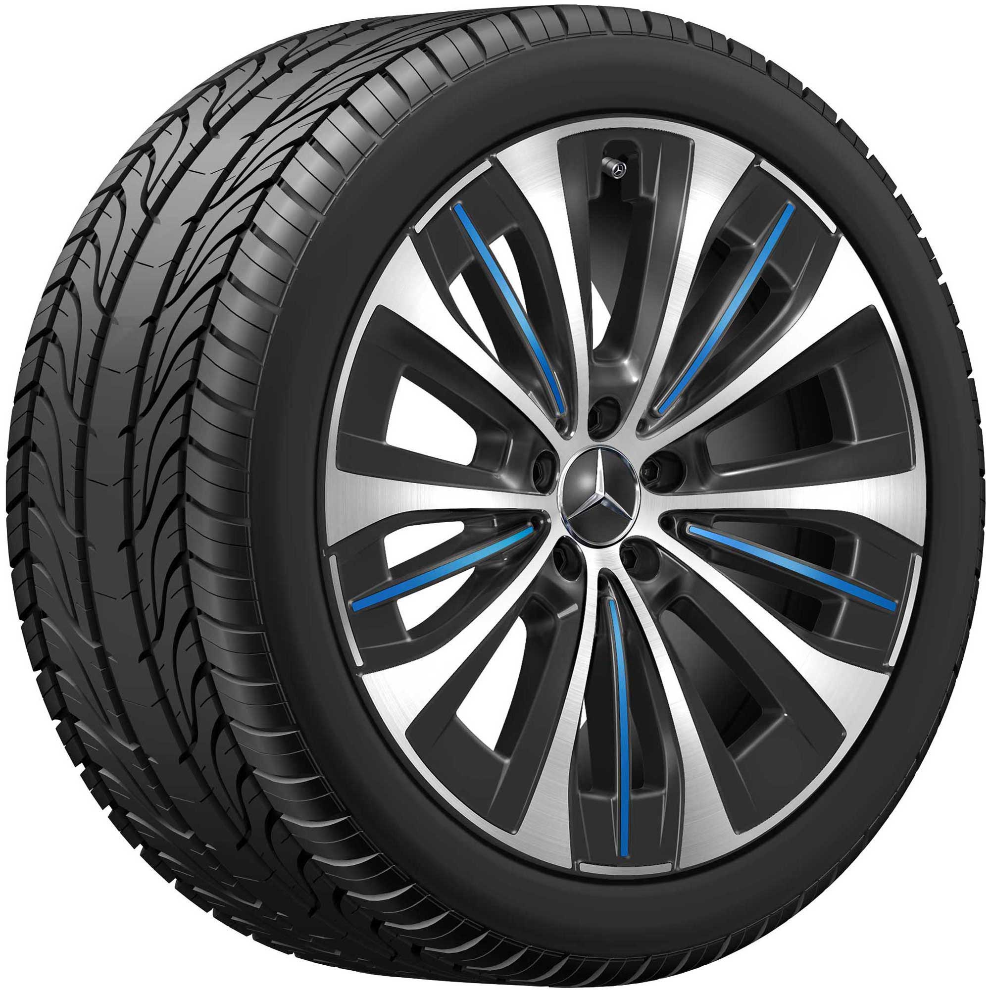 Mercedes 5 Triple Spoke [295-20] Black and Blue Details with High Sheen Alloy Wheel Product Image #3