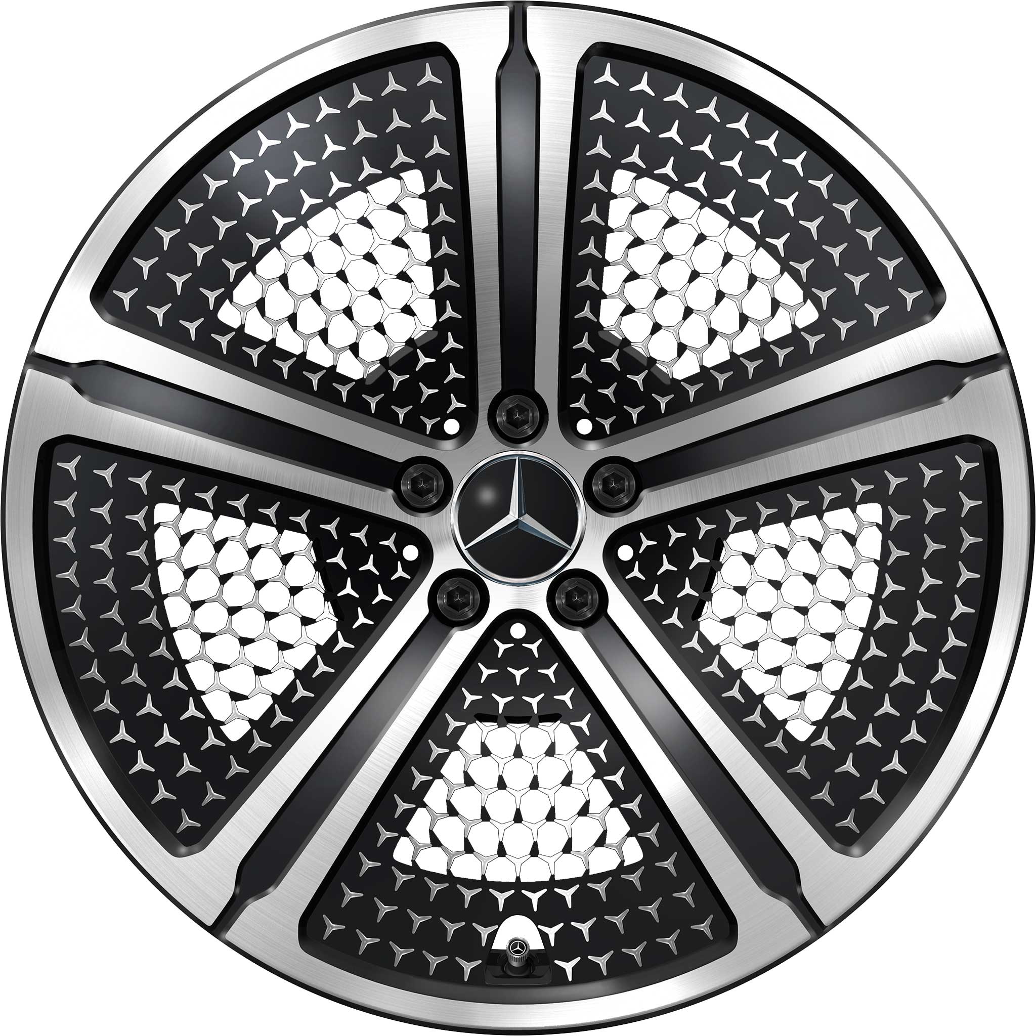 Mercedes 5 Spoke Aero [296-21] Gloss Back with High Sheen Alloy Wheel Product Image #1