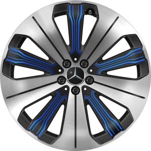 Mercedes 10 Spoke [297-21] Black and Blue Details with High Sheen Alloy Wheel for Mercedes EQE X294 - Sizes 21in