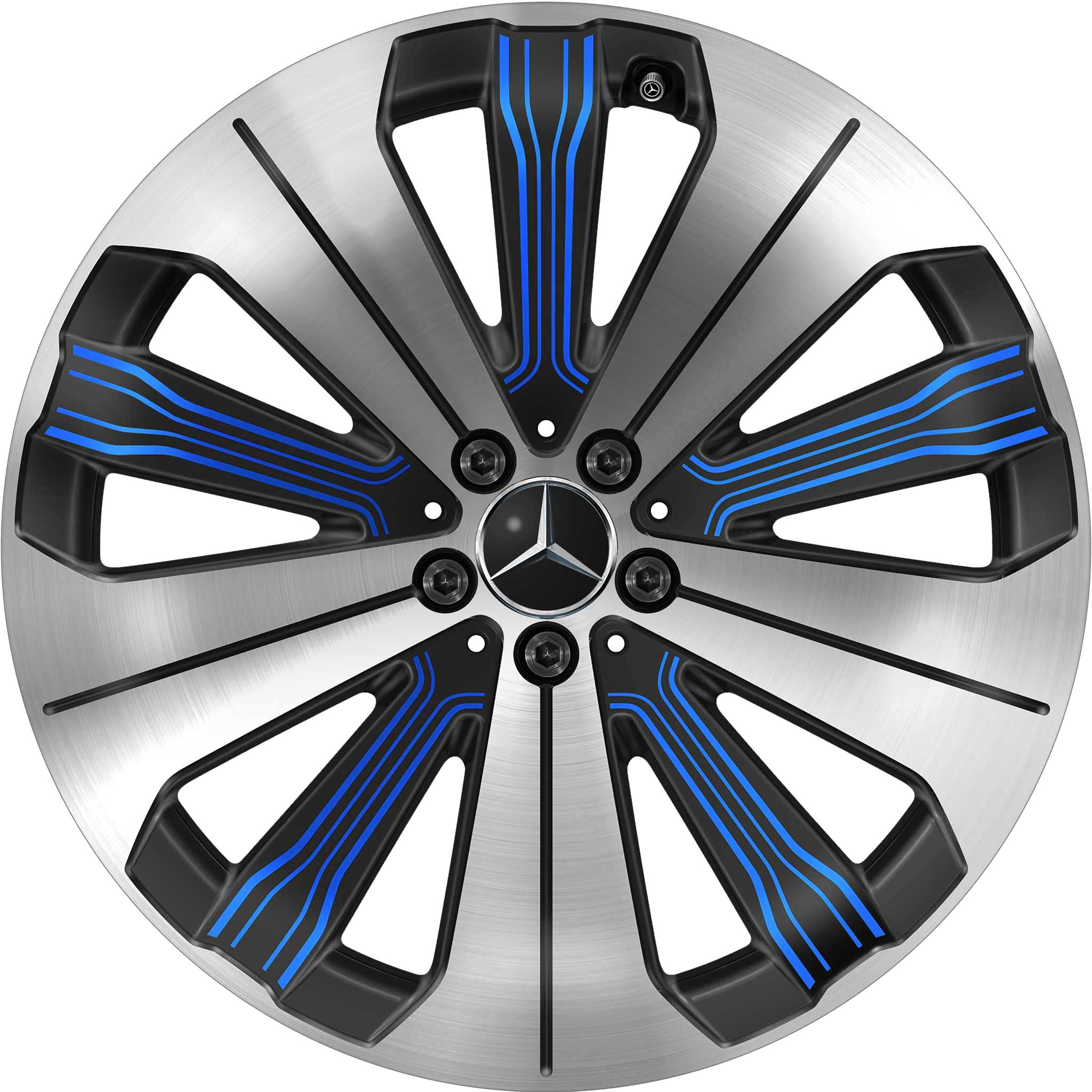 Mercedes 10 Spoke [297-21] Black and Blue Details with High Sheen Alloy Wheel Product Image #1