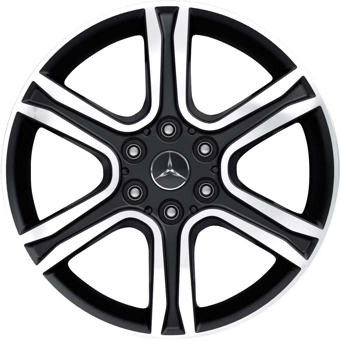 Mercedes 6 Twin Spoke [470-17] Black with High Sheen Alloy Wheel Product Image #1