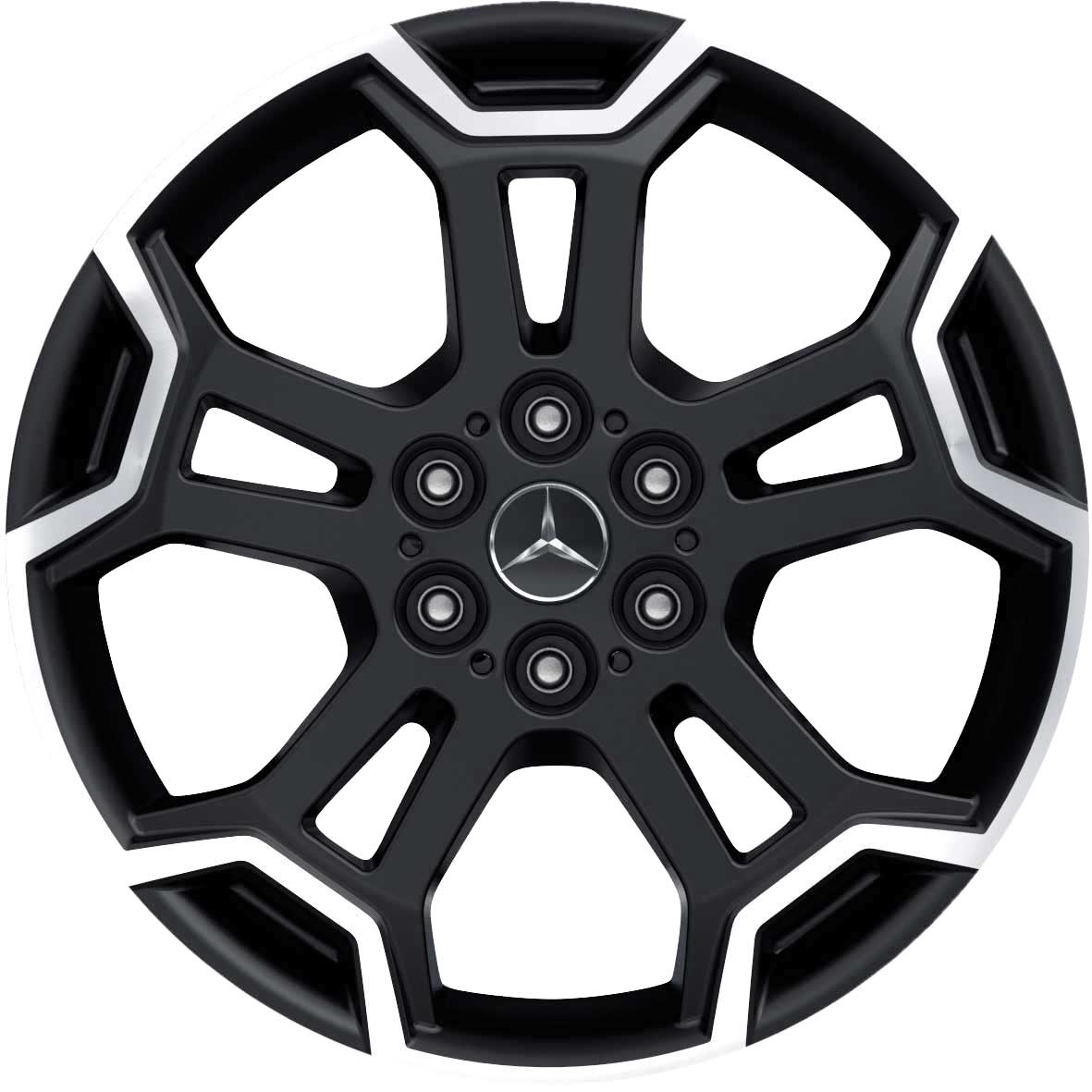 Mercedes 5 Twin Spoke [470-18] Black with High Sheen Alloy Wheel Product Image #1