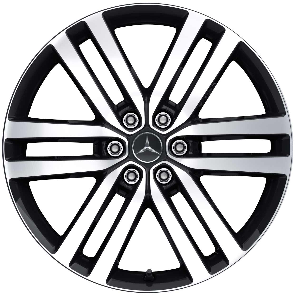 Mercedes Twin Spoke [470-19] Black with High Sheen Alloy Wheel Product Image #1