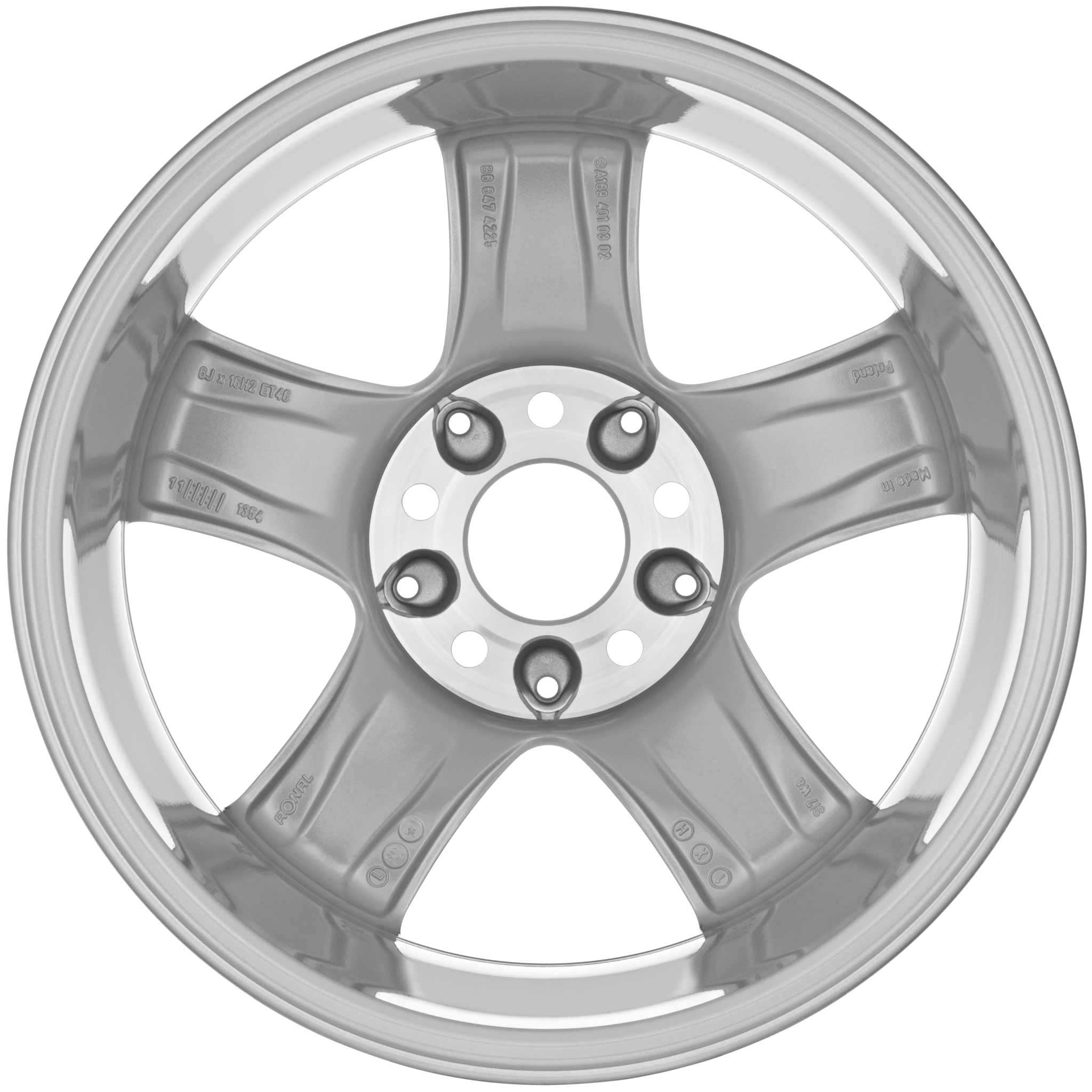 Mercedes 5 Spoke [169-16] Titanium Silver Alloy Wheel Product Image #3