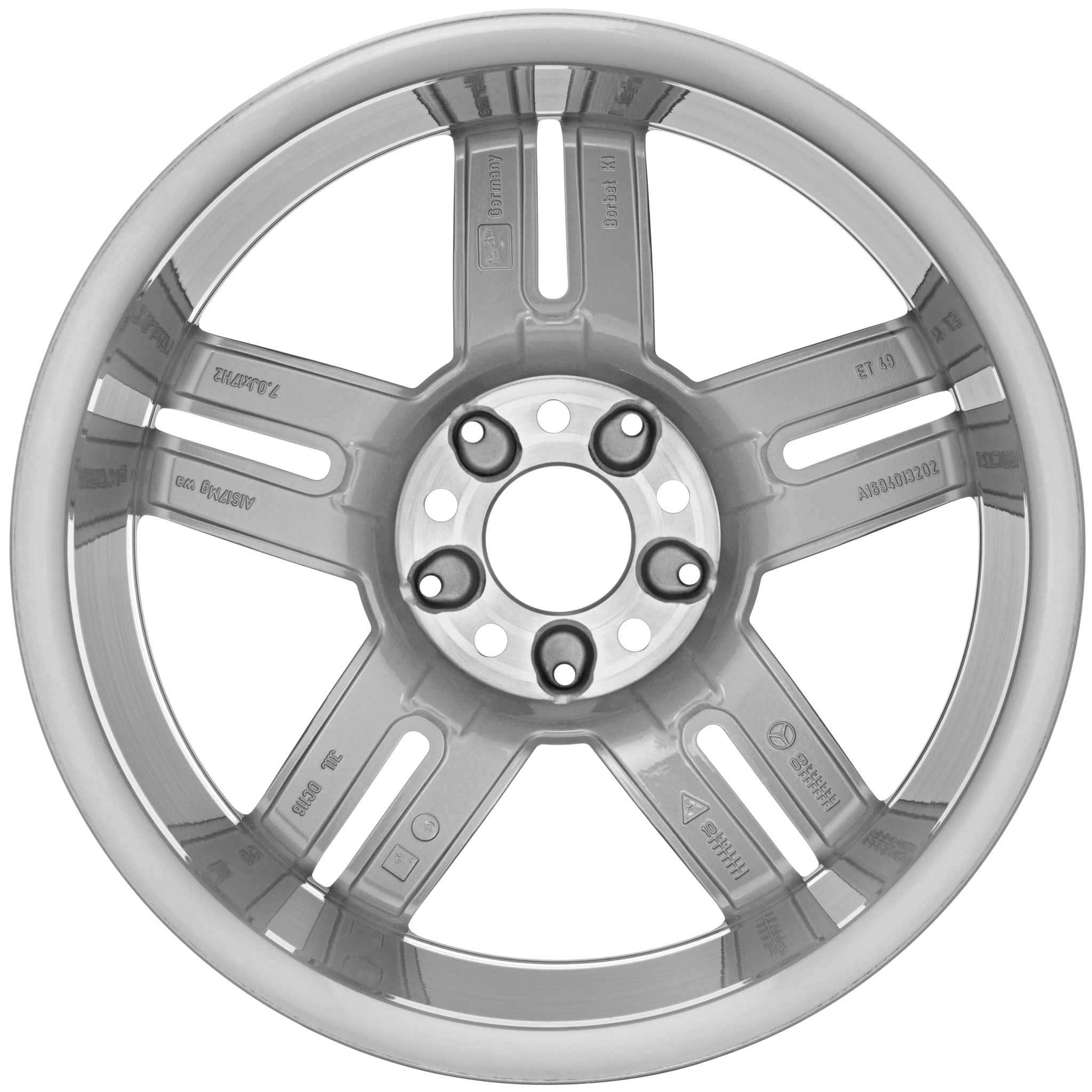 Mercedes 5 Double Spoke [169-17] Palladium Silver with High Sheen Alloy Wheel Product Image #2