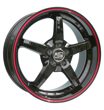 MSW 16 Black Painted with Red Edge Alloy Wheel Product Image #1