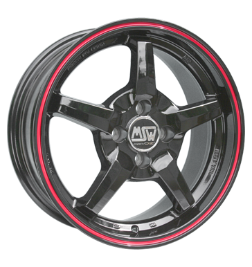 MSW 16 Black Painted with Red Edge Alloy Wheel Product Image #1