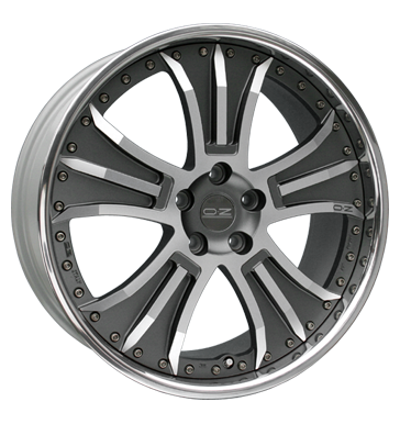 OZ Racing Granturismo Matt Graphite Silver Rim Lip Alloy Wheel Product Image #1