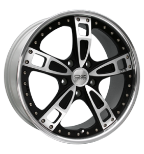 19" OZ Racing Turbo Matt Black Painted Rim Lip Polished alloy wheel