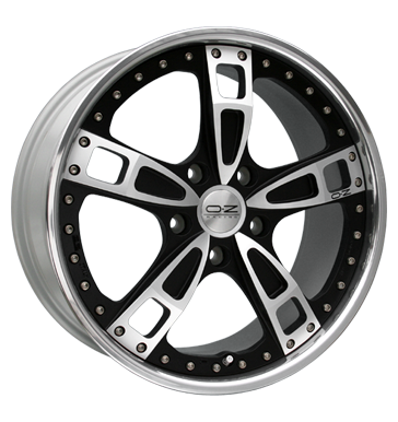 OZ Racing Turbo Matt Black Painted Rim Lip Polished Alloy Wheel Product Image #1