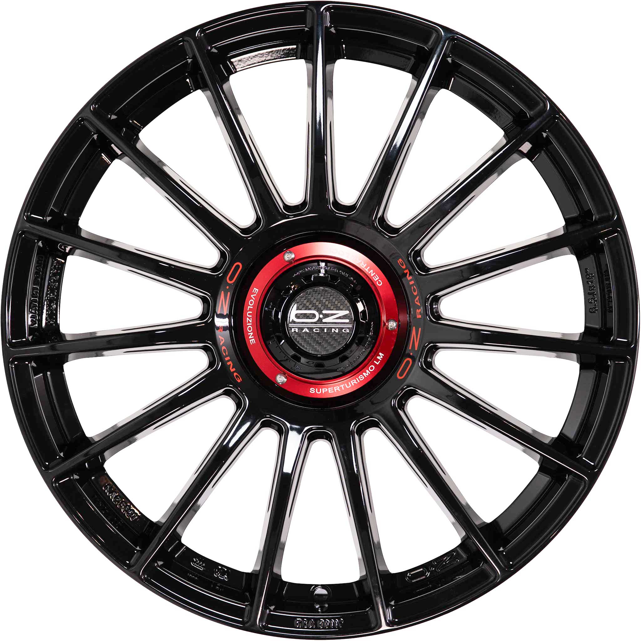 OZ Racing Superturismo Evoluzione gloss black + red lettering Alloy Wheel Product Image #1