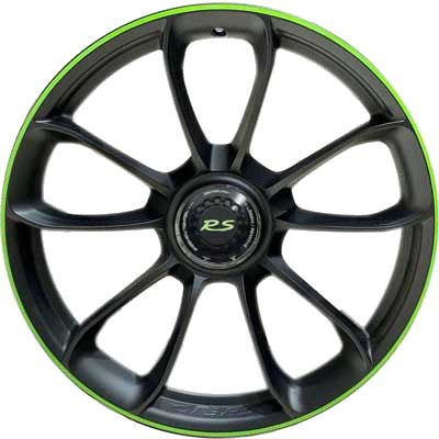 Porsche GT3 RS [991] Gloss Black with Lizard Green Rim Edge Alloy Wheel Product Image #1