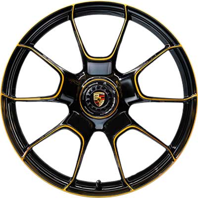 Porsche Turbo S Exclusive Design Black with Gold Accents Alloy Wheel Product Image #1