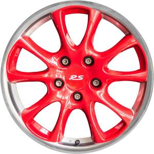 18" Porsche GT3 [996] Guards Red with Polished Rim Edge alloy wheel