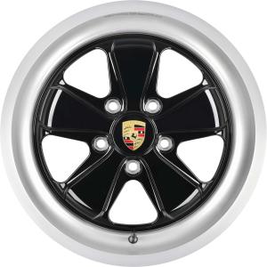 18" Porsche Fuchsfelge Gloss Black with Brushed Rim alloy wheel