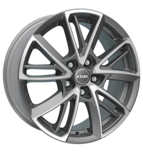 18" Rial Xplosive Matt Graphite Front Polished alloy wheel