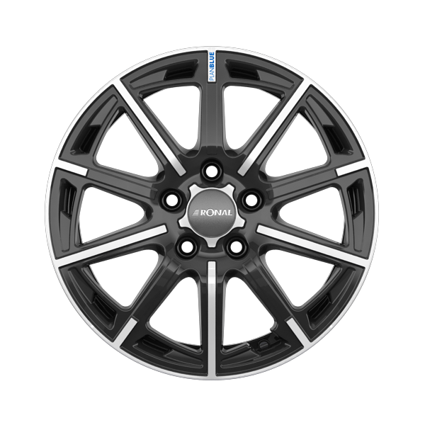 Ronal R60-blue Jetblack Front Diamond Cut Alloy Wheel Product Image #1