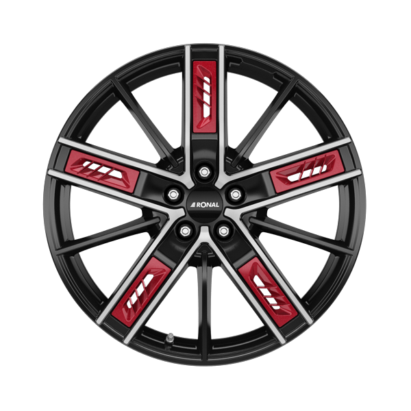 Ronal R67 Red Right Jetblack Front Diamond Cut Alloy Wheel Product Image #1