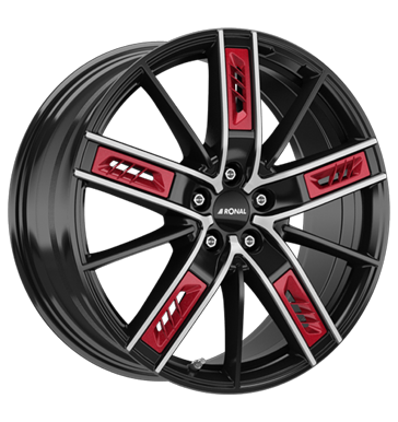 Ronal R67 Red Right Jetblack Front Diamond Cut Alloy Wheel Product Image #2