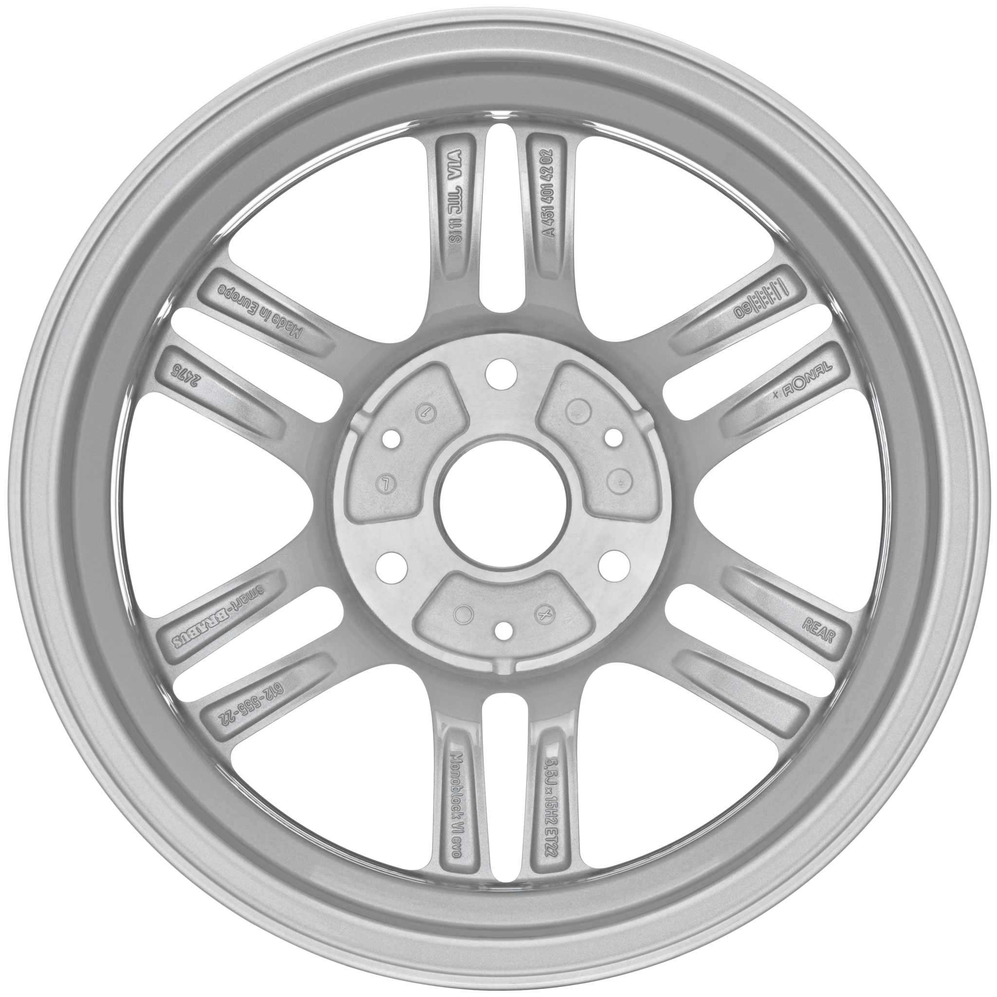 Smart Brabus Monoblock VI EVO Silver with High Sheen Alloy Wheel Product Image #2