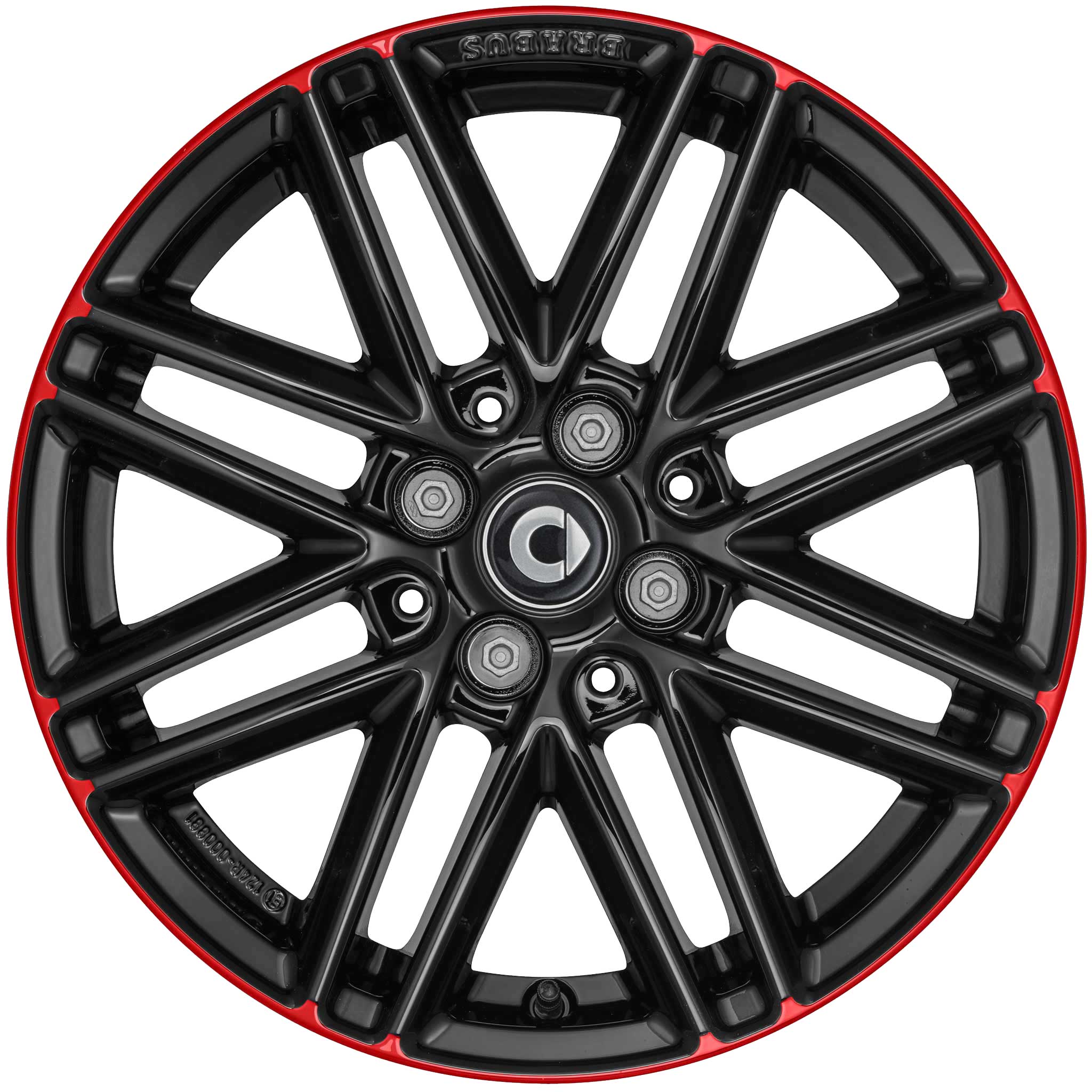 Smart Brabus Monoblock VIII Gloss Black with Red Rim Edge Alloy Wheel Product Image #1