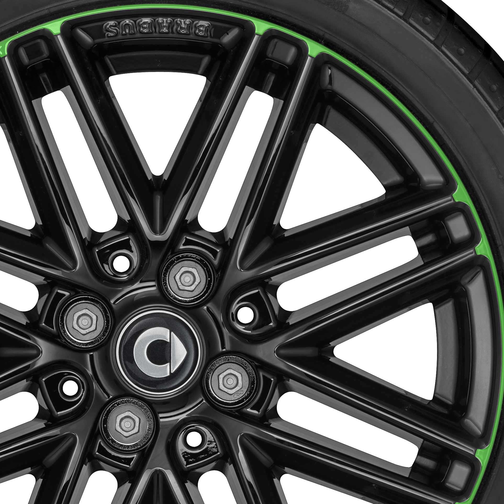 Smart Brabus Monoblock VIII Gloss Black with Green Rim Edge Alloy Wheel Product Image #2