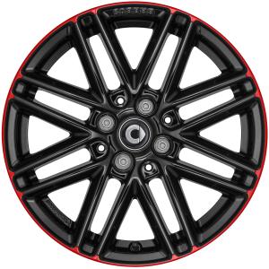 Smart Brabus Monoblock VIII Gloss Black with Red Rim Edge Alloy Wheel - Sizes 16in