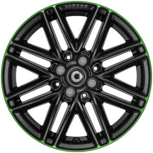 Smart Brabus Monoblock VIII Gloss Black with Green Rim Edge Alloy Wheel - Sizes 16in