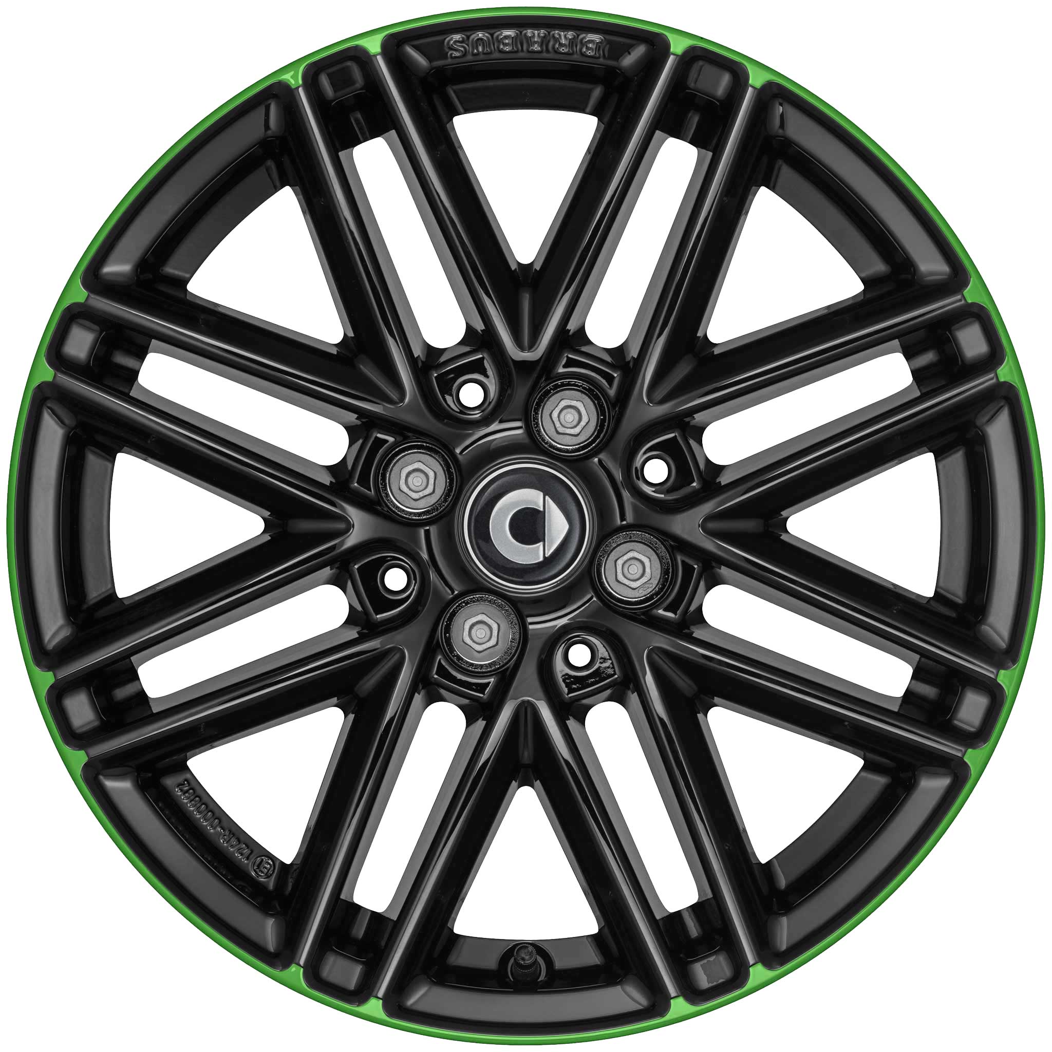 Smart Brabus Monoblock VIII Gloss Black with Green Rim Edge Alloy Wheel Product Image #1