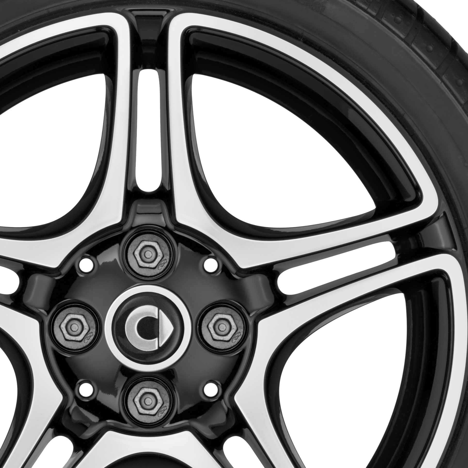 Smart 5 Twin Spoke Black with High Sheen (v1) Alloy Wheel Product Image #2