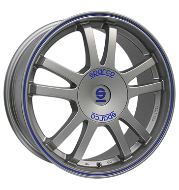 Sparco Rally Matt Silver Tech + Blue Edge Alloy Wheel Product Image #1
