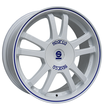 Sparco Rally White + Blue Edge Alloy Wheel Product Image #1